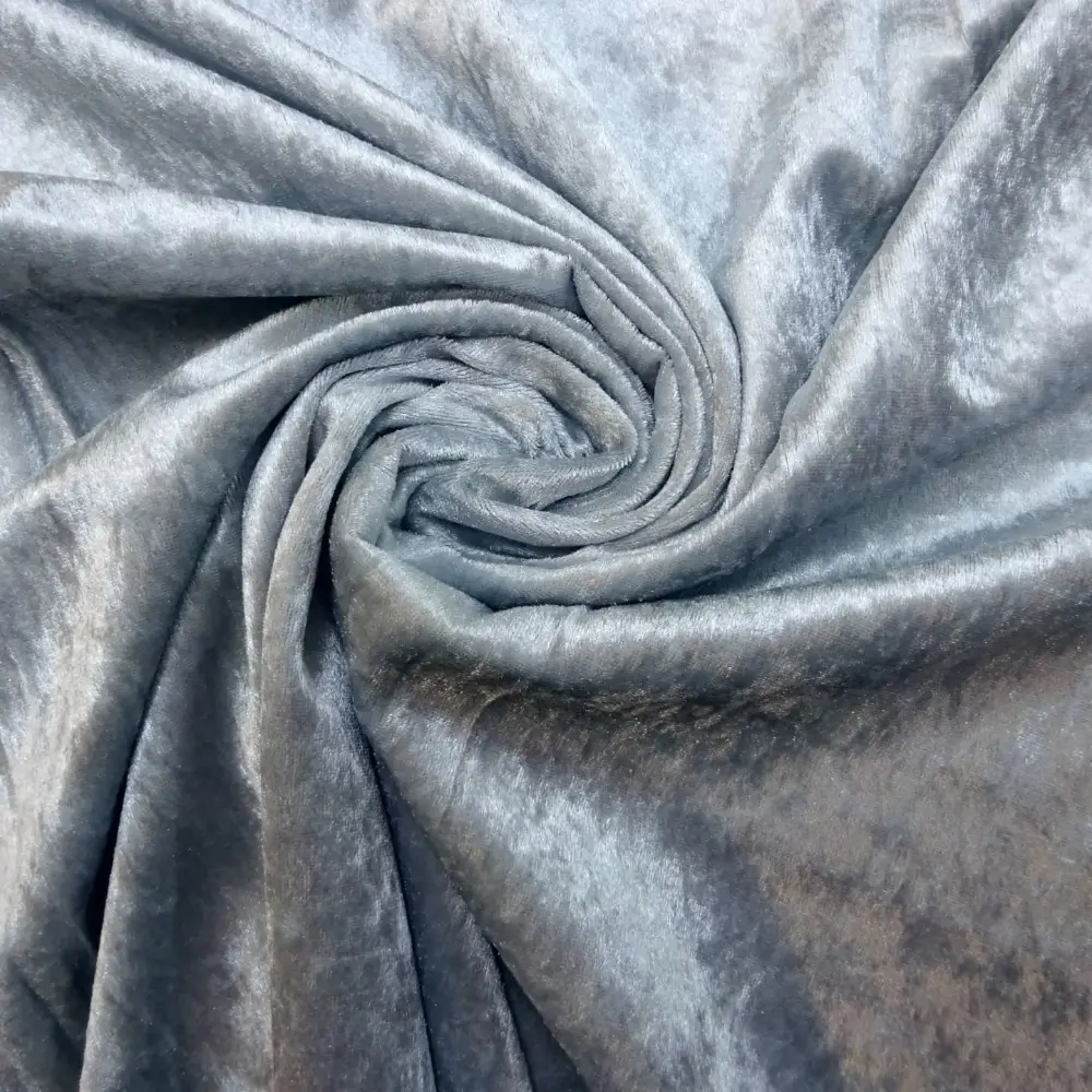 Crushed velvet fabric swatch — silver