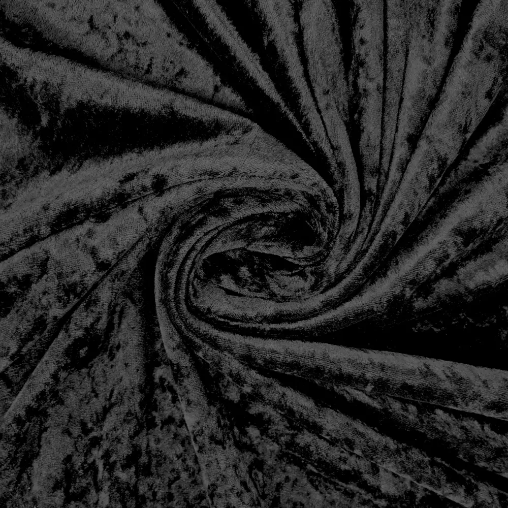 Crushed velvet fabric swatch — black