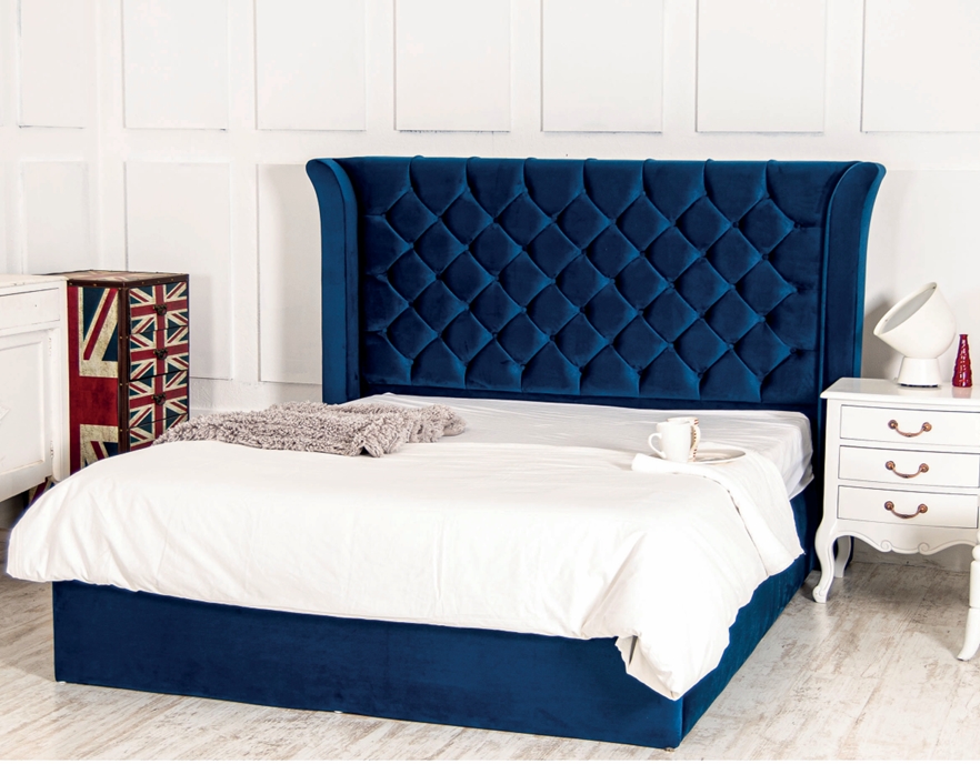 diamond-tufted winged headboard pay monthly with simply pay weekly