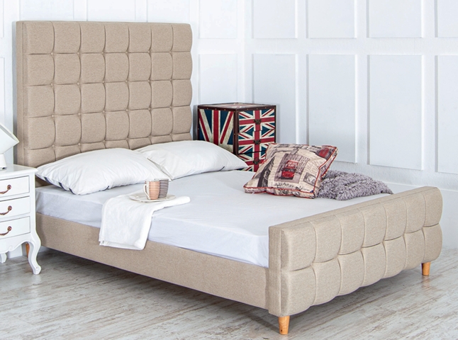 Modern bed frame with square panel-tufted headboard pay monthly with simply pay weekly